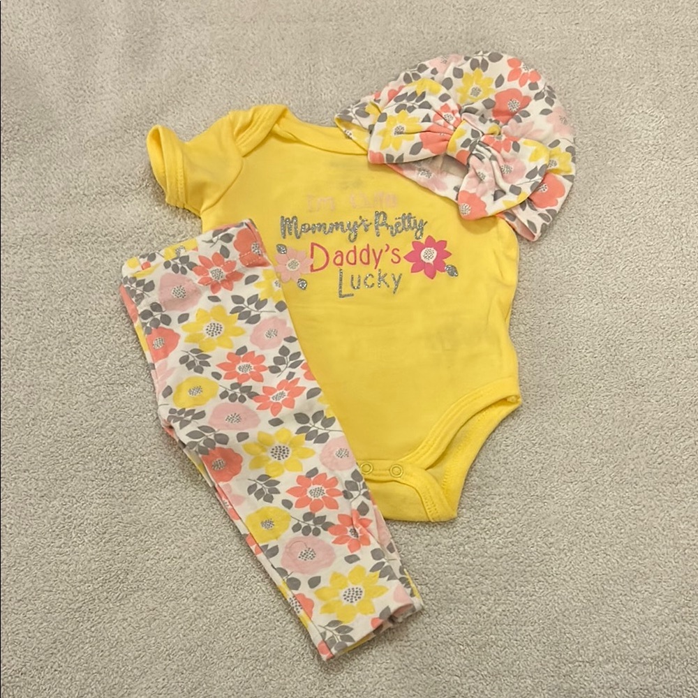 Yellow Floral Baby Outfit Set